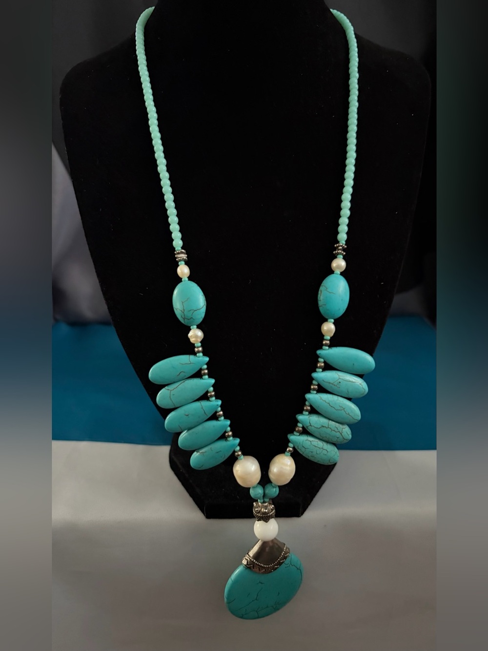 Turquoise Statement Beaded Necklace - Elegant